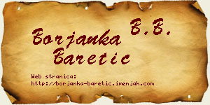 Borjanka Baretić vizit kartica